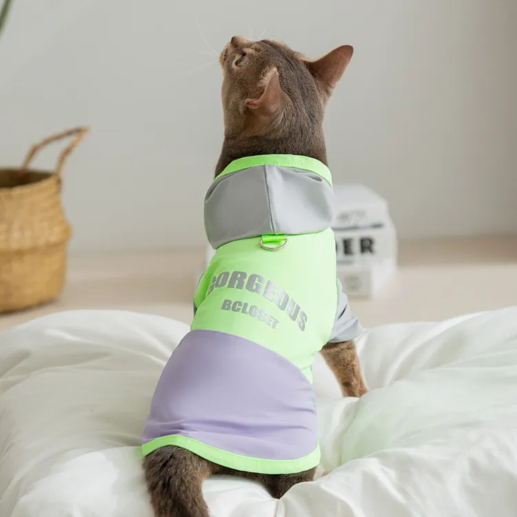 春夏季宠物外出防晒两脚衣可牵引凉感小型犬比熊泰迪狗狗猫咪衣服