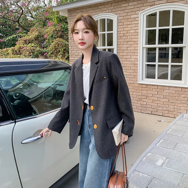 高级感黑色西装外套女2025春季新款韩版宽松休闲气质通勤西服爆款