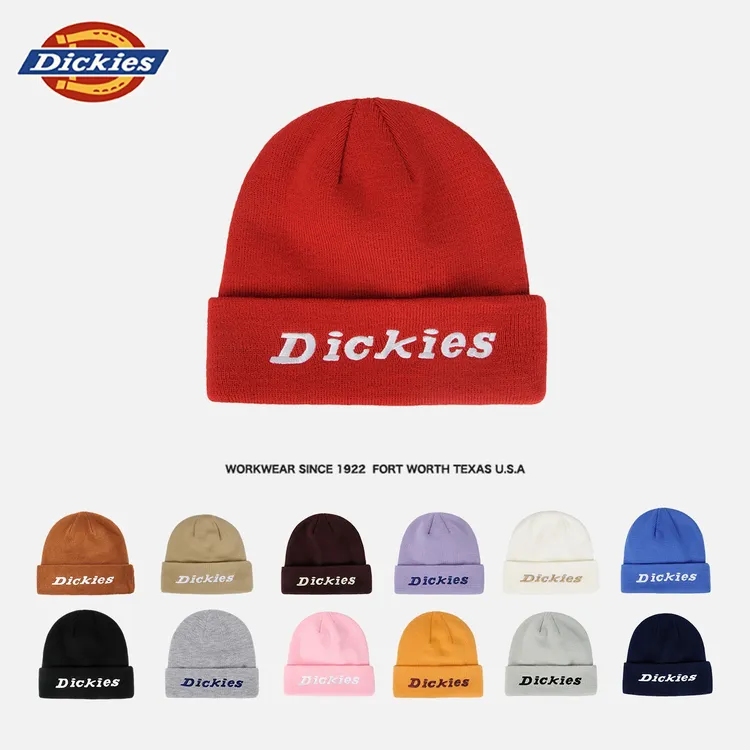 Dickies秋冬时尚毛线帽刺绣字母包头针织帽大头围显脸小情侣帽子