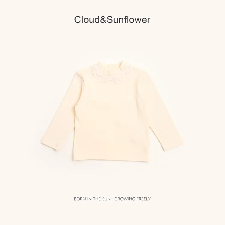 【云朵小葵】女童冬季新款年款纯色珍珠碎花领休闲打底衫992086