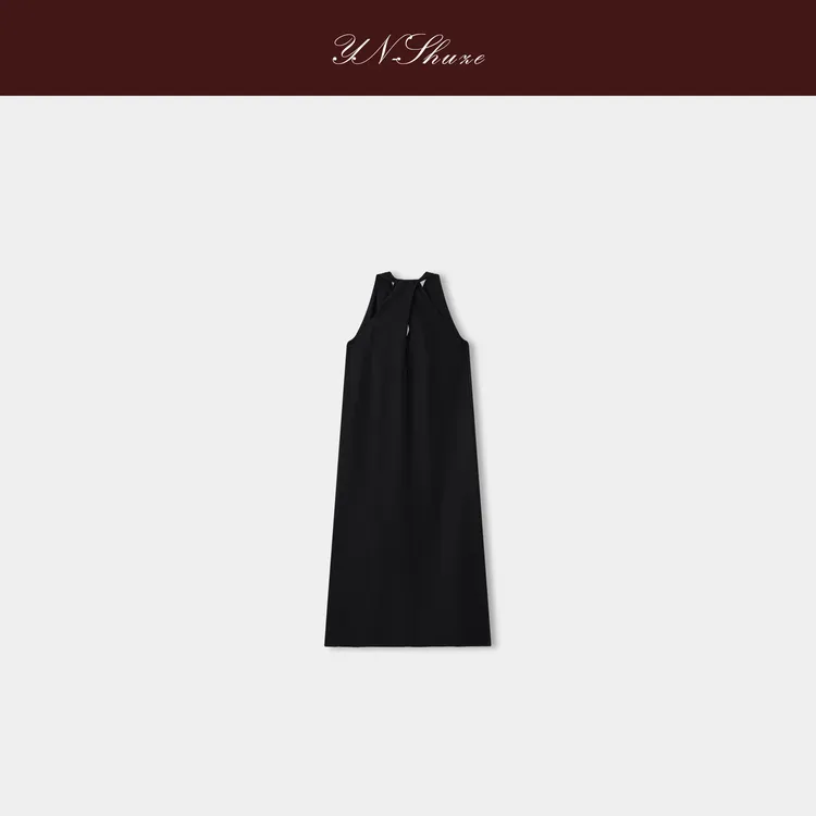 YN-SHUZE【花影絮语】度假风纹理感挂脖式连衣长裙SZ-YNC-2025544