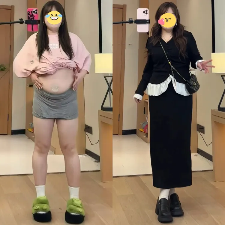 大码女装胖mm赫本风V领荷叶边长袖上衣+半身裙女秋季显瘦遮肉套装