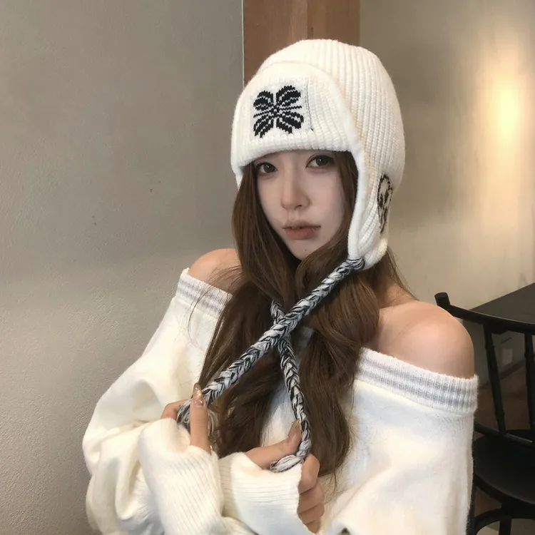 【猫仔kitten】秋冬潮女雷锋帽可爱帽子女款2025新款毛线帽显脸小