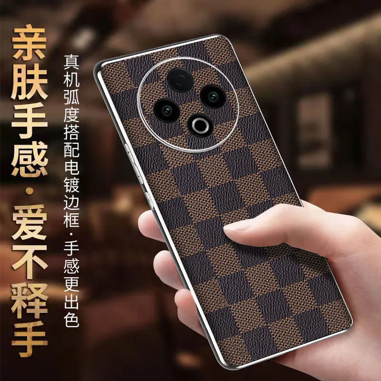 适用vivoy500手机壳新款高档素皮方格纹防摔保护套y500男奢华潮牌