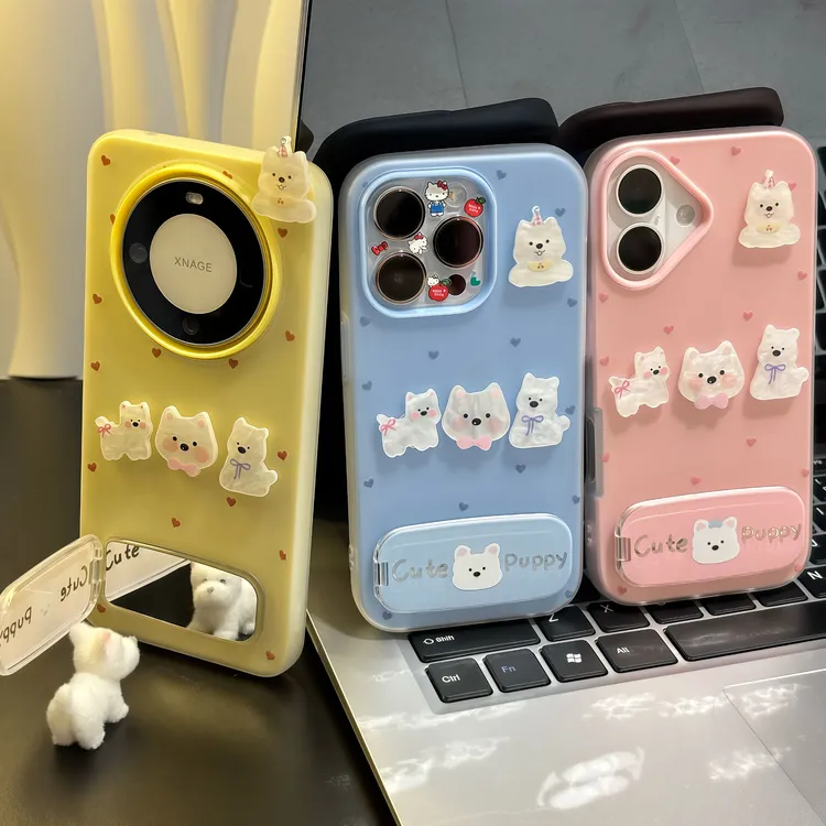 立体小狗支架适用适用iPhone苹果16手机壳华为p70vivoppo小米15套