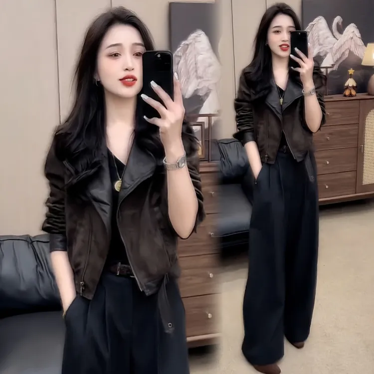 港风复古设计感翻领短款夹克外套女2025秋冬新款时尚洋气百搭上衣