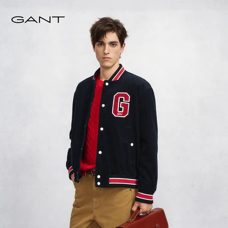 GANT/甘特25秋季新款男士纯棉复古学院风棒球领休闲棉服夹克外套