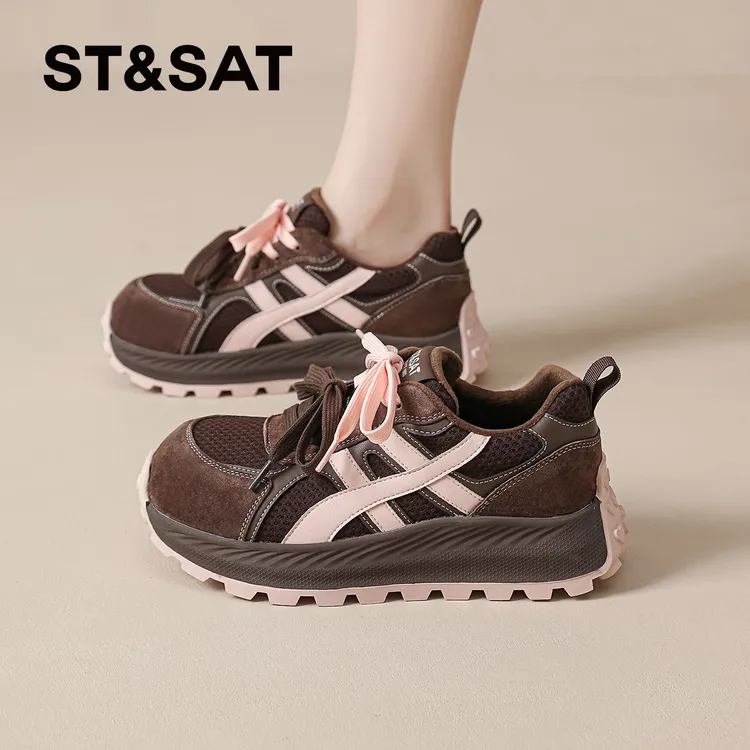 星期六保暖德训鞋女2025秋冬季休闲加绒运动鞋爆款耐磨显脚小棉鞋