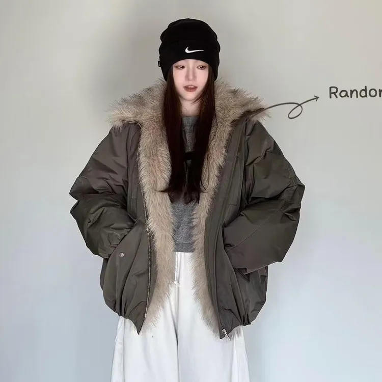 派克服美式座山雕棉服加棉加厚2025女装宽松冬季棉衣保暖工装外套