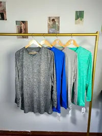 初秋运动速干长袖V领T恤透气速干吸汗排湿0425