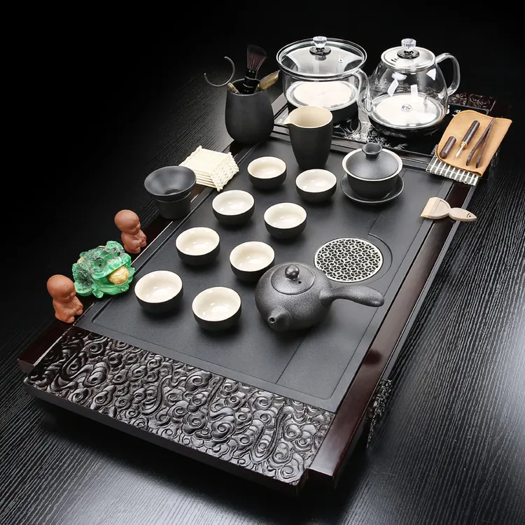 茶盘桌面专用茶具套装高端家用办公室全自动烧水壶一体功夫泡茶台