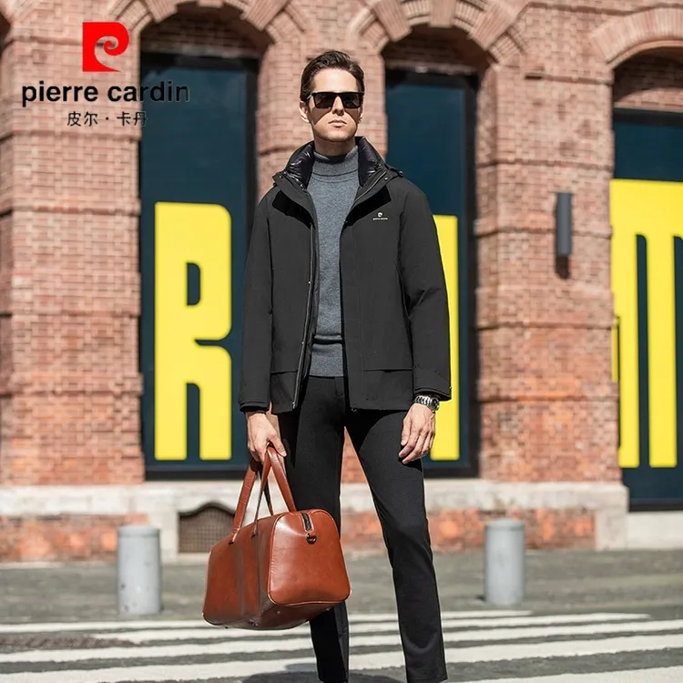 皮尔卡丹冬季新款可脱卸鹅绒服商务休闲男士加厚保暖防风户外时尚