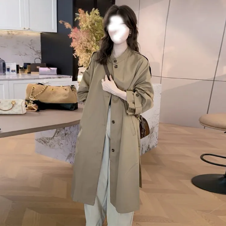 英伦风垂感宽松显瘦风衣外套女2025春秋新款小个子中长款休闲大衣
