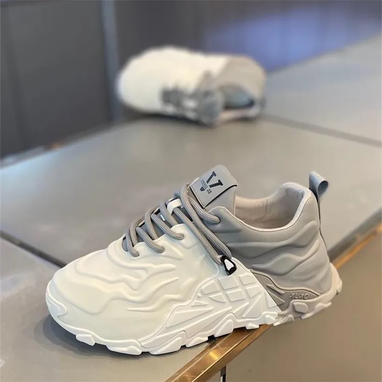 【香港QXWB&Shoes官方正品】潮牌皮面老爹鞋男士新款厚底系带运动鞋
