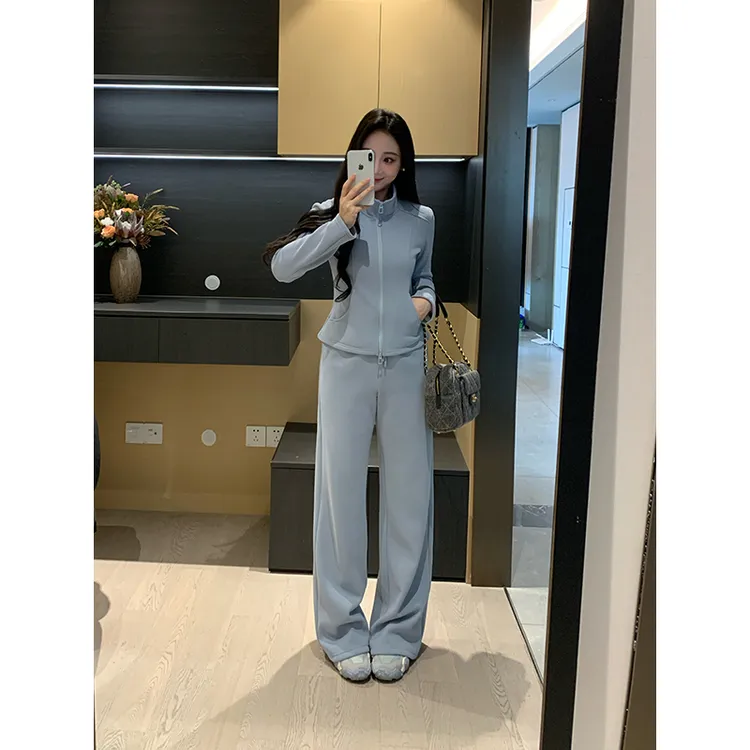 XINYI【暖冬记事】冬季加绒立领上衣+休闲裤显瘦套装女X625A19151