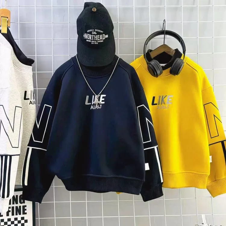 伽伽猫男童卫衣加绒儿童洋气秋冬2025新款男孩大童加厚冬季上衣