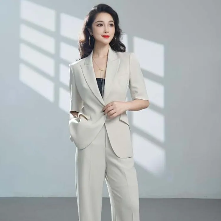 高级感西装套装女2025新款夏季薄款短袖外套女气质女神范职业正装
