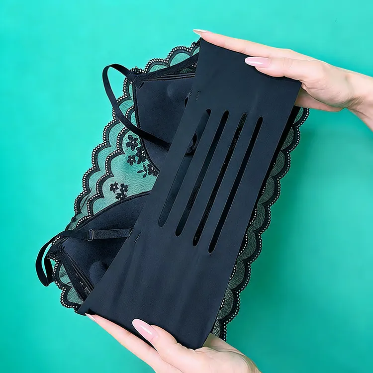 媚姬7525网红美背内衣女防走光小胸蕾丝薄款性感黑色镂空小背心商品图