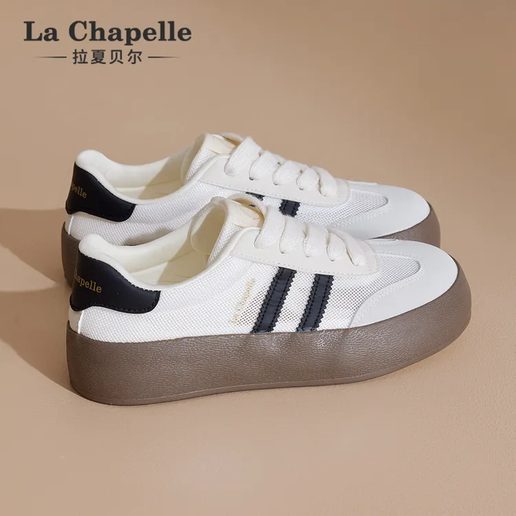 拉夏贝尔冬季女鞋时尚百搭德训鞋2025新款低帮休闲鞋小众百搭鞋子