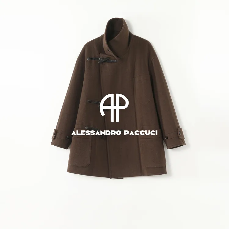 AP洛哥53022DY【咖啡馆大衣】黑标/绵羊毛+牦牛绒翻领时尚短款大衣