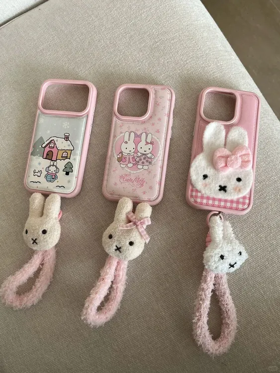 米菲兔毛绒手绳适用苹果17promax手机壳华为荣耀OPPOvivo小米