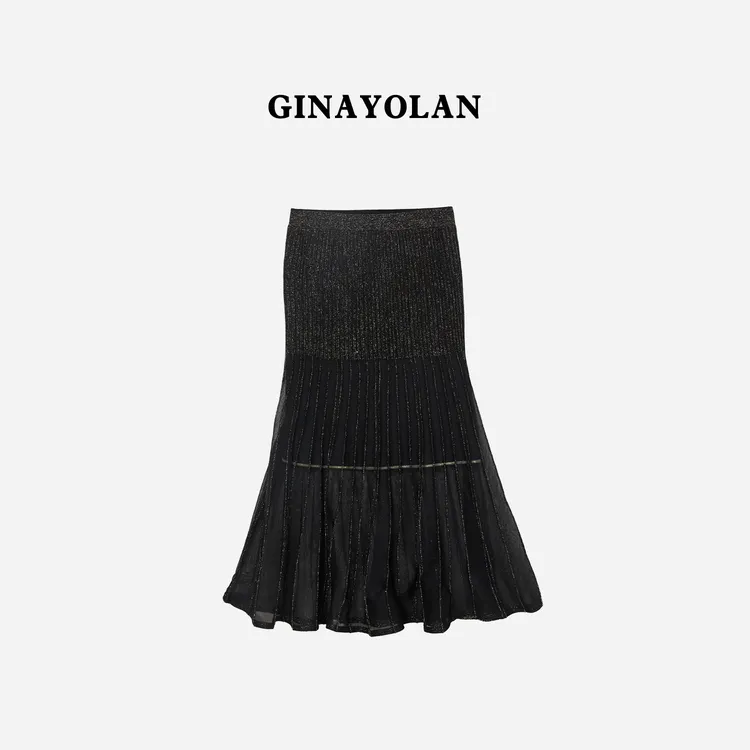 GINAYOLAN/ 瑾颜 | 意大利进口亮闪纱气质时尚针织半裙