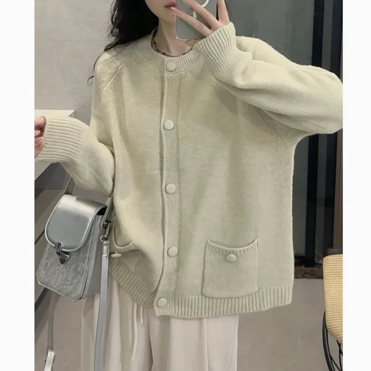 《大橙子》韩国chic精致高克重毛衣针织开衫外套女厚实百搭耐看上衣