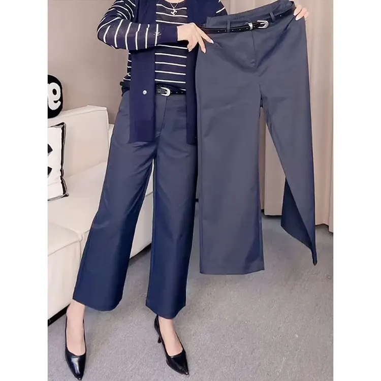 小个子穿搭高腰显瘦直筒法棍裤女夏季新款洋气百搭宽松休闲西装裤