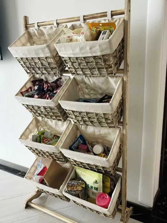 客厅零食置物架儿童书本收纳架落地吊篮储物柜子多层书架收纳神器
