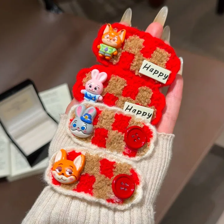 红色发夹动物城尼克朱迪少女可爱碎发夹bb夹发卡毛绒发夹新年发饰