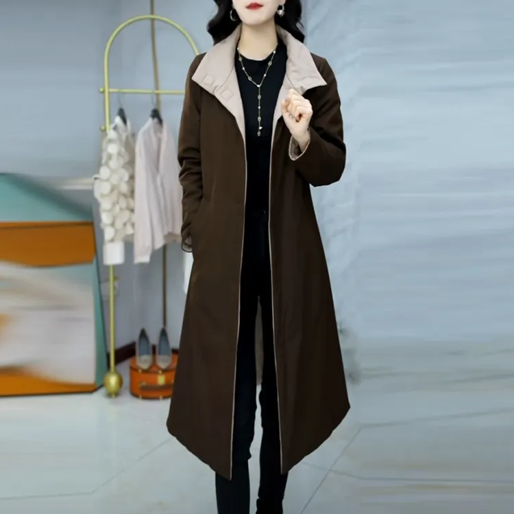 博雅精纺双面穿中长款过膝棉衣2025冬季新高级感气质时尚棉服外套