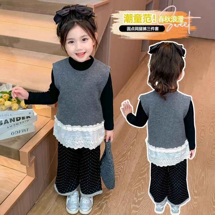 新作女童秋装三件套洋气女宝宝韩版秋款2025年新款儿童春秋装套装