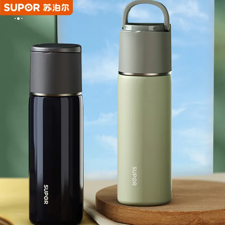 SUPOR/苏泊尔500ml大容量保温杯车载可爱杯盖合一时尚保温杯户外