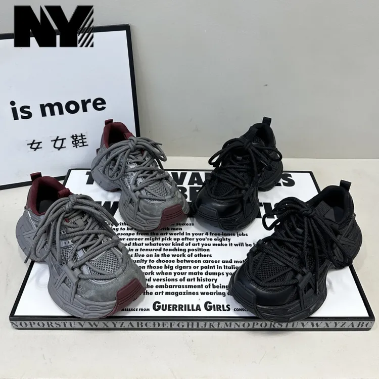 NY欧洲站厚底增高老爹鞋女2025年秋冬新款百搭休闲鞋显脚小运动鞋