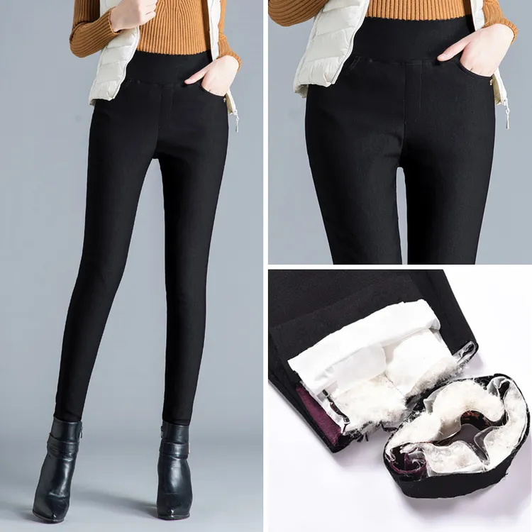 冬季羽绒长裤女外穿打底裤高腰保暖宽松型显瘦弹力裤子XQQ-87509