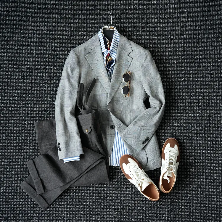 CssuGent那不勒斯皇后高定精纺羊毛亲王格西服男绅士通勤绅装西装