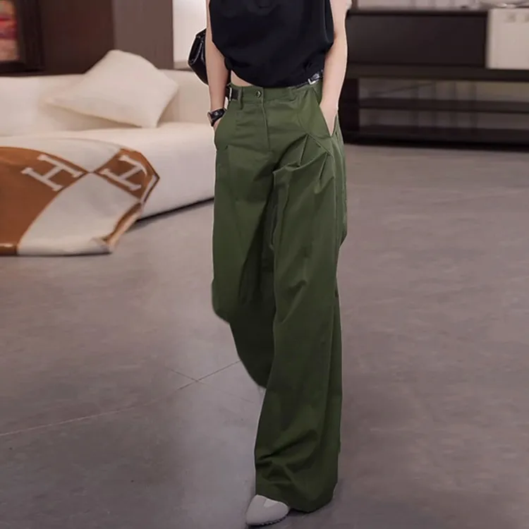 夏季新款休闲裤女高级感洋气小众拼接设计垂感长裤显瘦百搭裤子潮