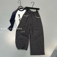 【2025秋季新款】儿童休闲风宽松版格子长裤V1372
