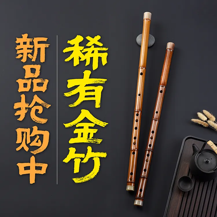 高端专业演奏竹笛金竹笛子一笛一拍陈悦教授推荐乐器古风素笛横笛