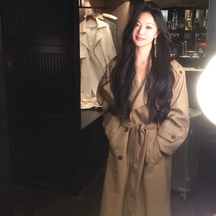 加长款卡其色爆款风衣外套女2025春秋新款高个子高级感英伦风休闲