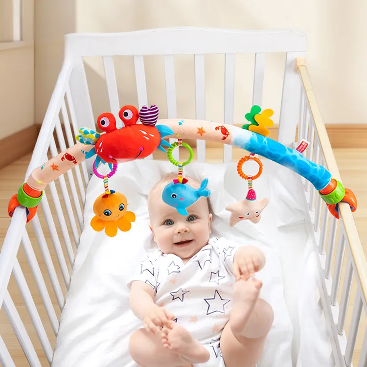 婴儿安抚车挂可调节多功能推车夹床夹宝宝车床挂安全座椅摇铃玩具