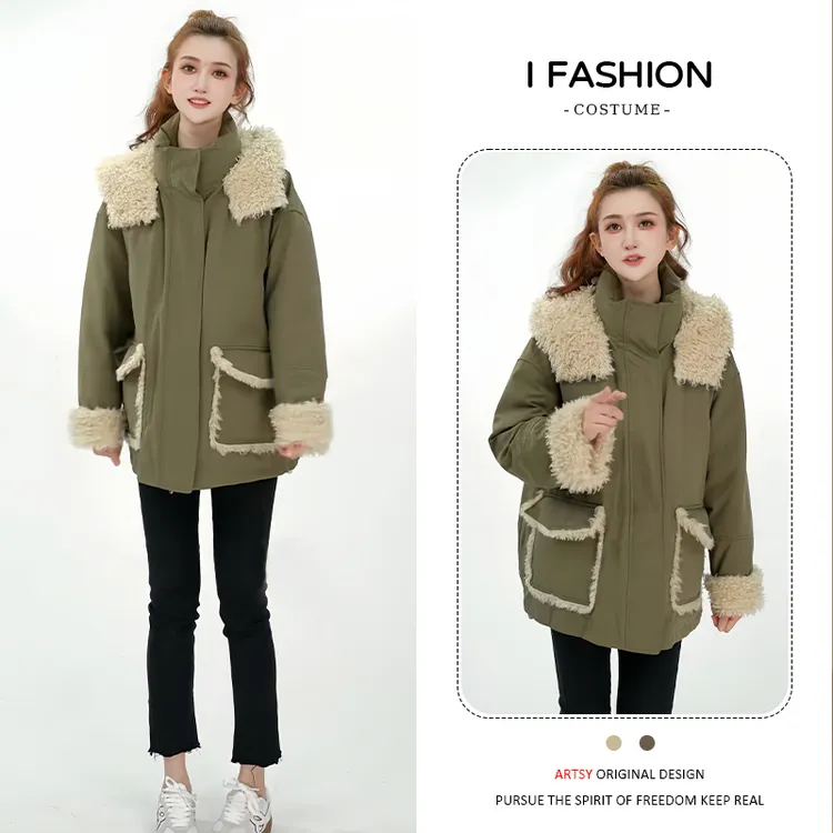 加厚慵懒风休闲翻领棉服女2025年冬季新款高级感洋气百搭保暖外套