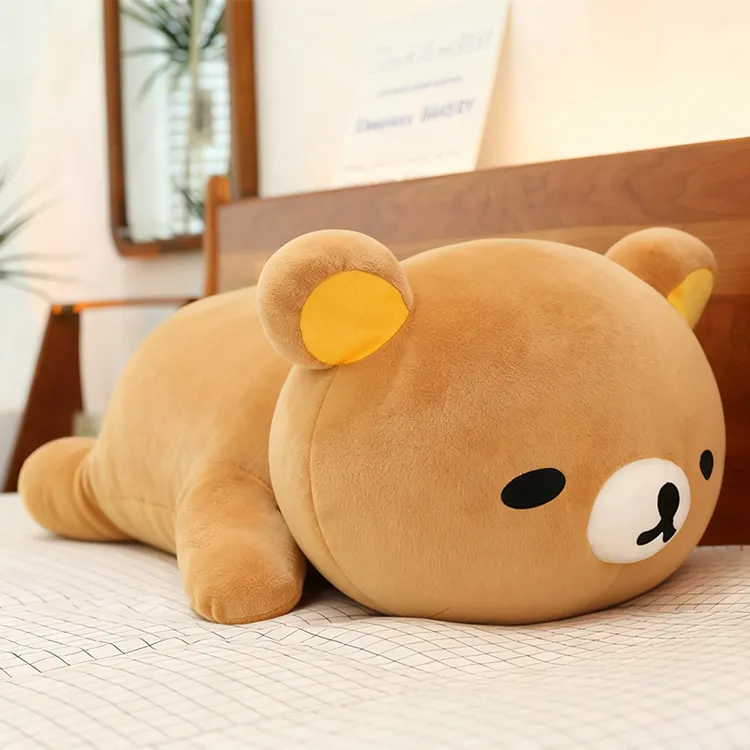 新款可爱趴姿肥宅轻松熊公仔毛绒玩具睡觉抱枕床上陪睡玩偶礼物女