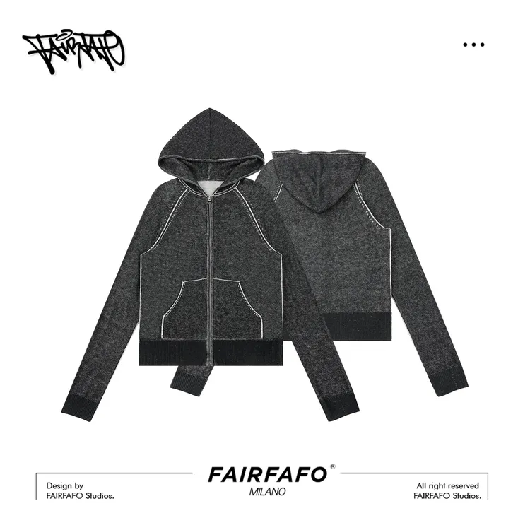 【设计感线条连帽外套】绵羊毛HY5WA0467