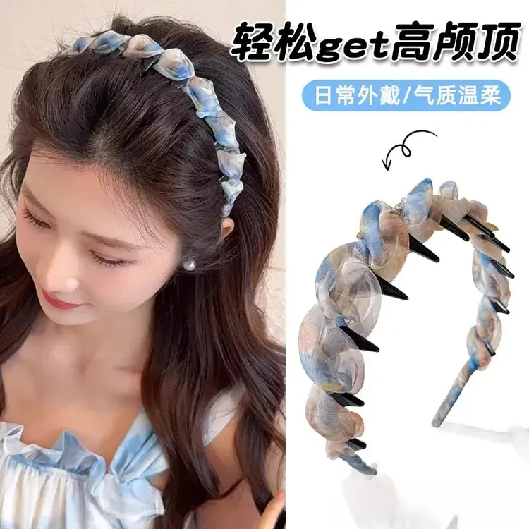 温柔气质高颅顶波浪发箍女款洗脸专用带齿防滑发卡ins感头箍发箍