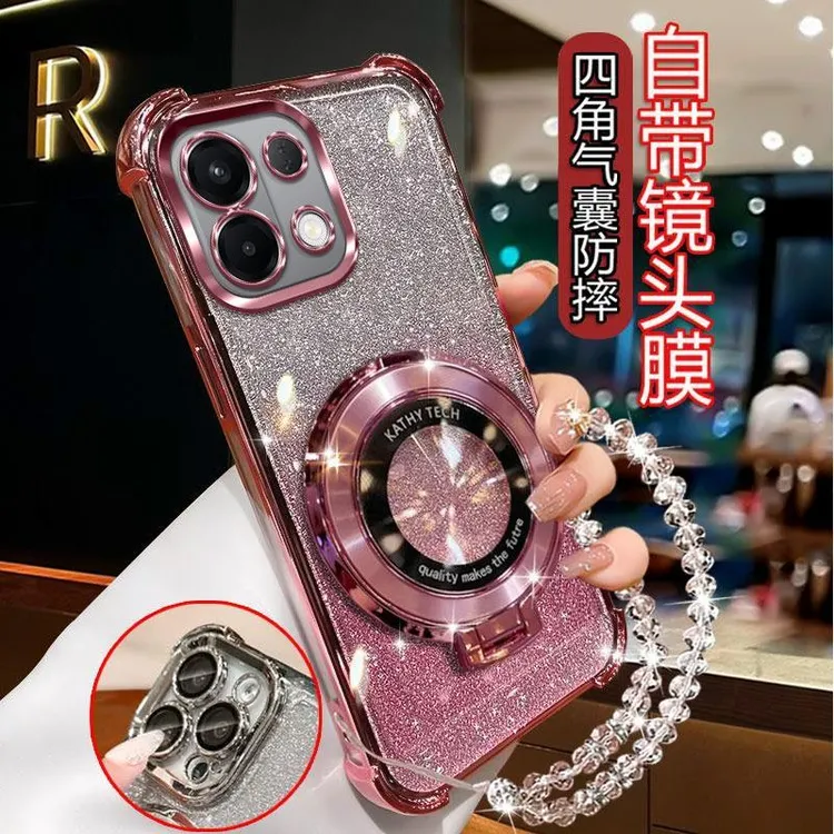 气囊防摔OPPOK12S手机壳PLD110高质量镜头全包闪粉CD支架轻奢女款