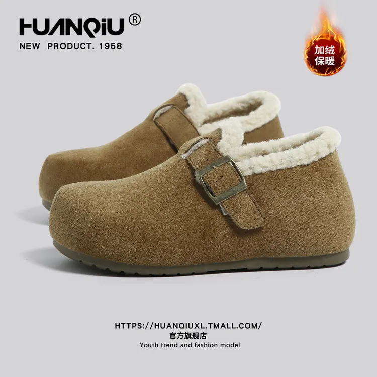 环球复古厚底勃肯棉鞋女款2025冬季新款加厚保暖一脚蹬全包懒人鞋