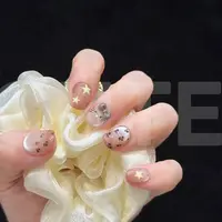 【kitty小豹】初秋短款花朵星星学生风手工穿戴美甲贴片