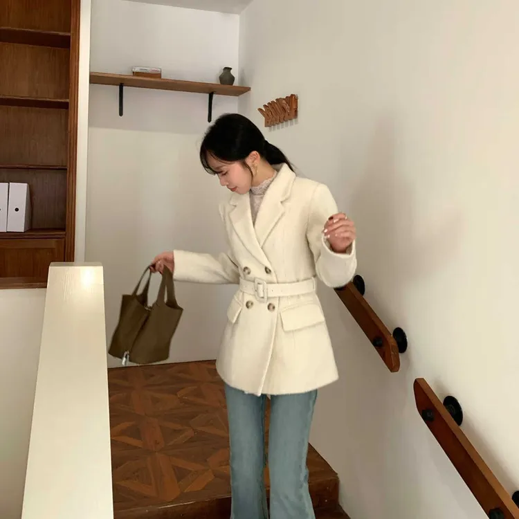 YOOMINI60088大雅无尘翻领廓形极简高级感超模气质西装配