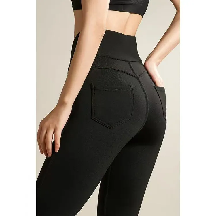 TANTAN 秋冬保暖加绒高腰弹力提臀打底裤3947